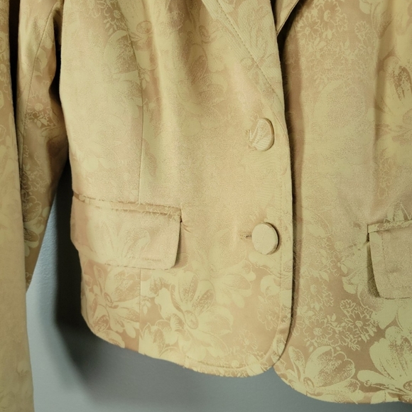 Apt. 9 Gold Floral Print Jacquard Blazer Size 12 - Picture 3 of 5